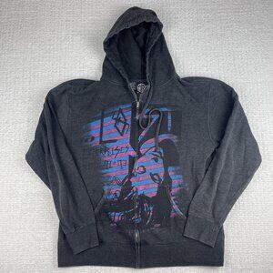 Vintage 2000s Y2K Lost Skater Grunge Goth Zip Up Hoodie Black Men Sz XL